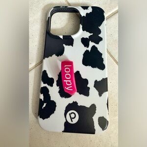 Loopy Case Cow Print with Pink Loop Phone Case